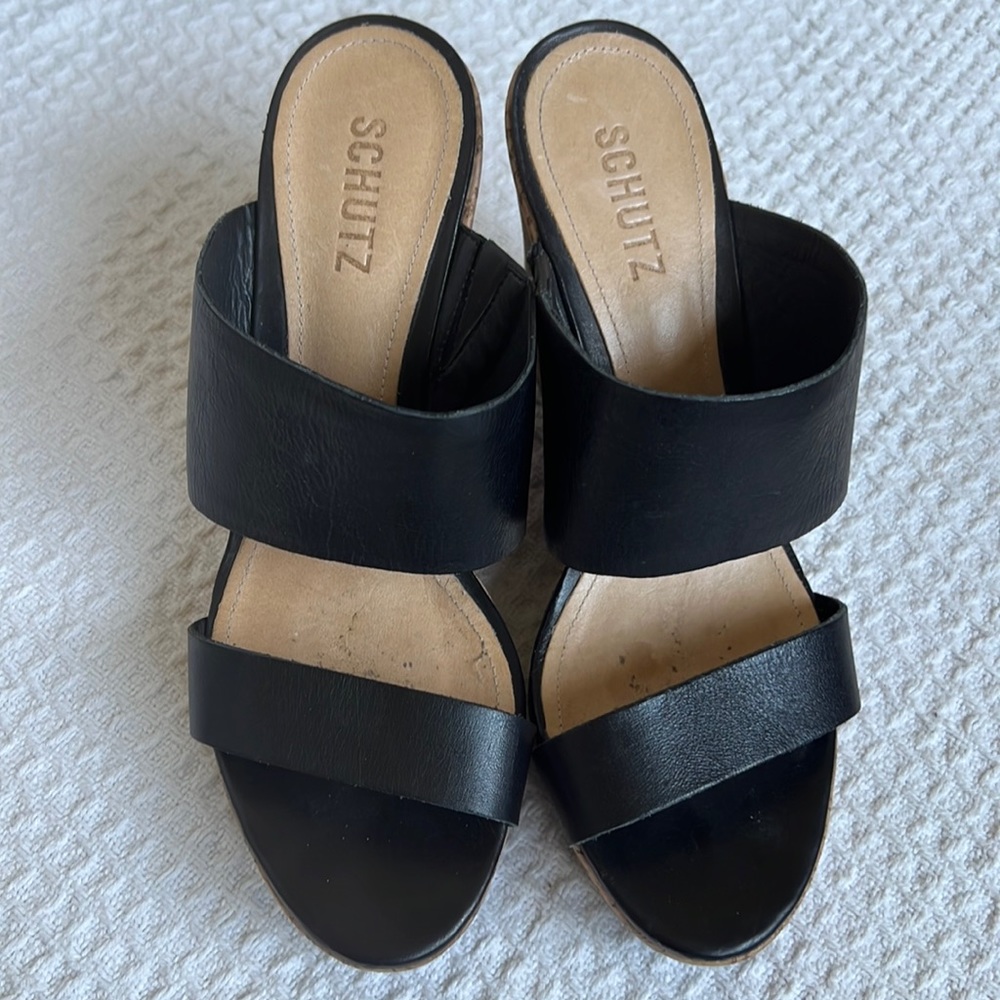 $165- SCHUTZ platform cork wedges SIZE 10 excellent condition!!